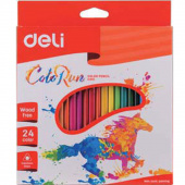 Олiвцi кольоровi Deli EC00120 24кол Color Run трикутний пластик корпус, карт/кор