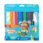 Фломастери Deli EC161-12 12кол 2мм кругл Color Kids пе/кор