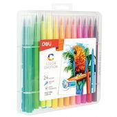 Фломастери Deli EC10324 24кол пензлик Color Emotion бл/пак  PP