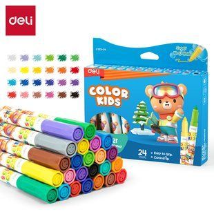 Фломастери Deli Color Kids 24 кольори змиваємі EC155-24 фото
