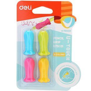 Гумовий грип для олівця Deli Neon, блістер (4шт) EU75101 фото
