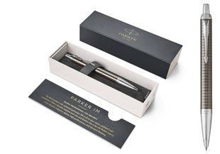 Ручка кулькова Parker IM Premium Dark Espresso Chiselled хром, синій 24 332 фото