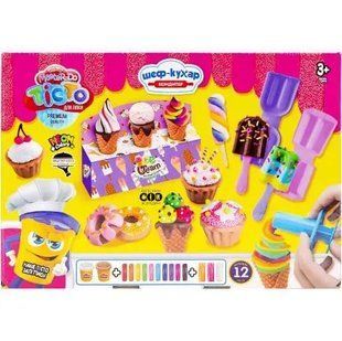 Тiсто для лiпки DankoToys Шеф-кухар Кондитер 12 кол з формами, 300 гр TMD-10-03U фото
