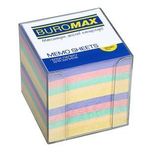 Блок паперу Buromax не проклеєний в боксі асорті 9 х 9 х 9 см BM.2291-03 фото