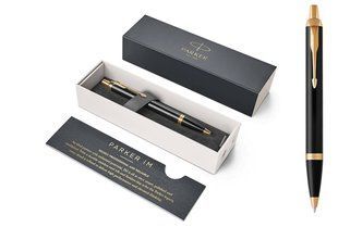 Ручка кулькова Parker IM GT (black with gold), синій 22 032 фото