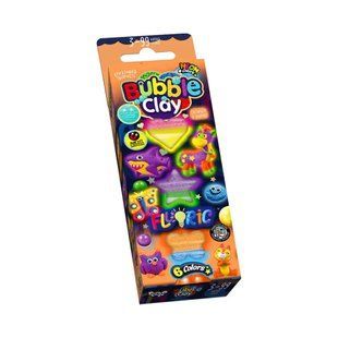 Тiсто для лiпки DankoToys Buble Clay Fluoric 6 кол кульковий флуорисцентний BBC-FL-6-01 фото
