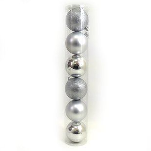 Іграшка ялинкова J_Otten 7 см Silver, 6 шт 0922-7-6-S фото