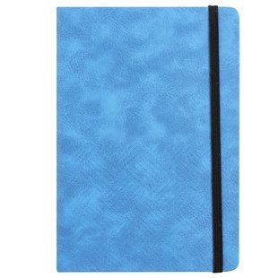 Записна книга Deli А5 тверда обкладинка на гумці клітка, 80 арк, блакитний EN123G фото
