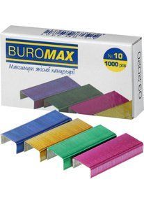 Скоби для степлера Buromax № 10 (1000 шт) кольоровi BM.4421 фото