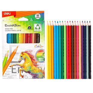Олівці кольорові Deli Enovation 18 кольорів EC113-18 фото