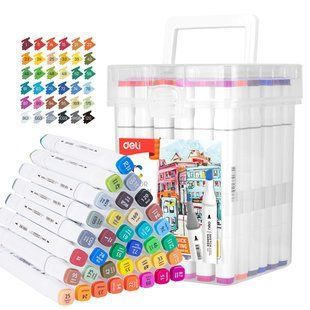Скетч маркери Deli 36 кольорів двосторонні спиртові 70801-36 фото