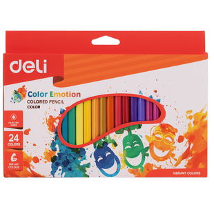 Олівці кольорові Deli Color Emotion 24 кольори восковi EC20020 фото