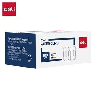 Скріпки Deli 28 мм круглі нікель 100 шт EZ045 фото