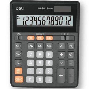 Калькулятор настільний Deli EM888 бухгалтерський 12 розрядів, 158 х 203,2 х 31 мм EM888 фото