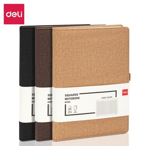 Записна книга Deli А5 96ар. 80гр. тверда обкладинка , коричневий EN118G фото