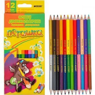 Олівці кольорові Marco Пегашка 24 кольори двосторонні, 12 шт 1011-12CB фото