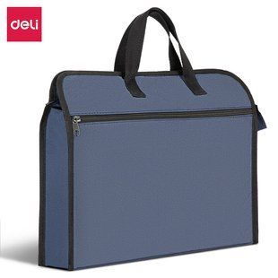 Портфель 390x300х60 мм 1 вiдд + карман Deli 2 ручки, синій 63753 фото