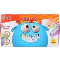 Фломастери Deli Color Kids Jumbo 12 кольорів змиваємі EC10400 фото