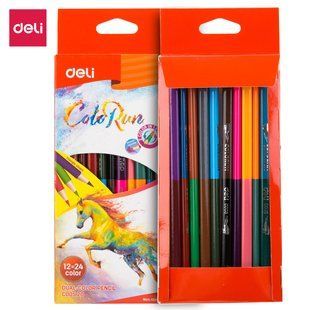 Олівці кольорові Deli Color Run 24 кольори двосторонні, 12 шт EC00520 фото