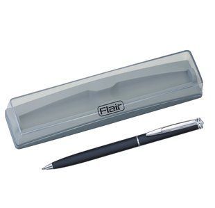 Ручка кулькова Flair Long Champ сатiн голд чорн корп з каменєм+футляр, синій 1014ф фото