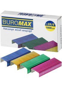 Скоби для степлера Buromax № 24/6 (1000 шт) кольоровi BM.4422 фото