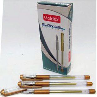 Ручка гелева Golden Glow з гум.грип прозора 1,0 мм, золотий 894 фото