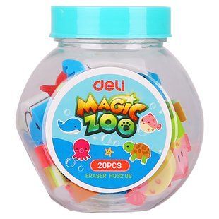 Гумка Deli морськi мешканцi в банці асорті, 20шт EH03206 фото