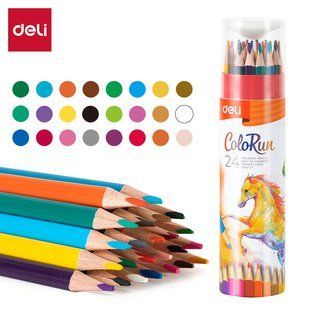 Олівці кольорові Deli Color Run 24 кольори в тубi з чинкою EC00327 фото