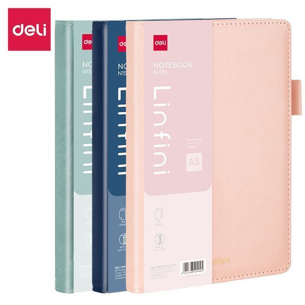 Записна книга Deli LINFINI А5 тверда обкладинка лінія, 144 арк, асорті EN158L фото