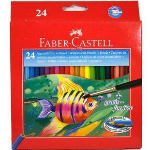 Олівці кольорові Faber_Castell 24 кольори акварельні з пензликом 114425 фото