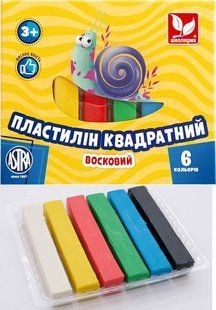 Пластилiн Школярик 6 кол квадратний восковий, 110 гр 83811908-UA фото