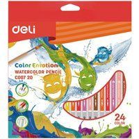 Олівці кольорові Deli Color Emotion 24 кольори акварельнi з пензликом EC00720 фото