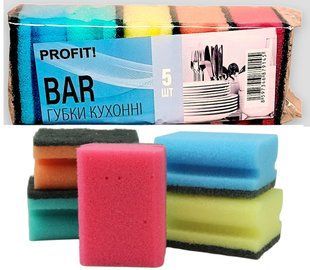 Губки для посуду Profit 8 х 6 х 4 см, 5 шт профільовані Bar 00000007655 фото