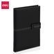 Записна книга Deli А5 тверда обкладинка на кнопці клiтка, 120 арк, чорний EN142G фото 1