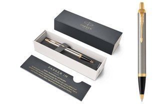 Ручка кулькова Parker IM Brushed Metal позол., синій 22 232 фото