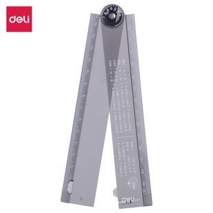 Лінійка Deli Orbit 15/30 см пластик розкладна з транспортиром тонована EG01102 фото