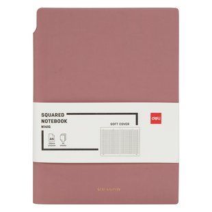 Записна книга Deli А5 м'яка обкладинка клiтка, 112 арк, рожевий EN141G фото