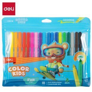 Фломастери Deli Color Kids 18 кольорів EC161-18 фото