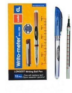 Набір ручок кулькових Flair Writometer ball NEW 10 км 12 шт синя зі стрижнями 10 шт 743+стриж фото