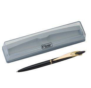Ручка кулькова Flair Real Magic лак голд чорн корп+футляр, синій 503ф фото