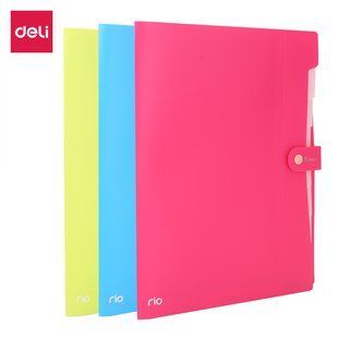 Папка-куток А4 Deli 8відд на кнапці, асорті EB40102 фото
