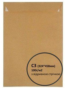 Конверт С3 крафт з відривною стрічкою, 100 г/м2 С3 (0+0)CКЛ фото