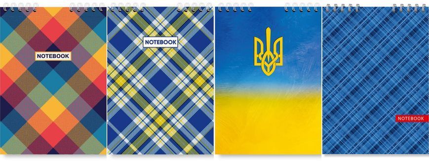 Блокнот м'яка обкл спіраль верхня А5 48 арк клітинка Поліграфіст, Шотландка кольорова А5 БЄ 420 фото