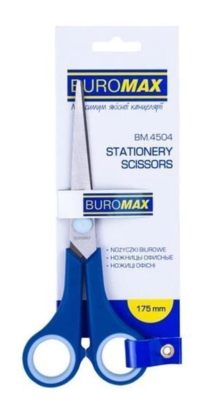 Ножицi Buromax 17,5 см пластикові ручки з гумовими вставками BM.4504 фото