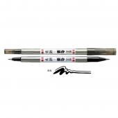 Лiнер Zebra FD-502 чорн Brush Pen Double End 2х стор. сiнт.волокно, срiбний корпус
