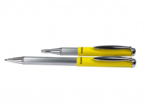 Ручка подарункова Zebra синiй РШ мет Telescopics жовтий з футляром