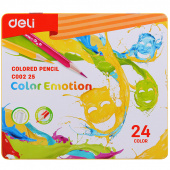 Олiвцi кольоровi Deli EC00225 24кол Color Emotion металева коробка