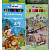 Олiвцi кольоровi J_Otten 7303-24B 24кол "Кам'яний вiк", "Battle of tanks" карт/кор з пiдвiсом
