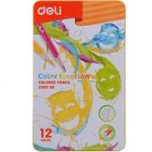 Олiвцi кол Deli EC00205 12кол Color Emotion металева коробка