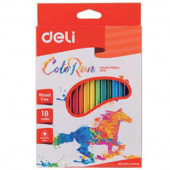 Олiвцi кольоровi Deli EC00110 18кол Color Run трикутний пластик корпус, карт/кор